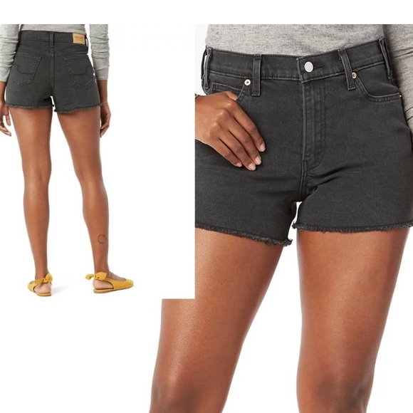 Levi’s signature heritage high rise shorts women’s size 6 W28 black denim short - Picture 6 of 6